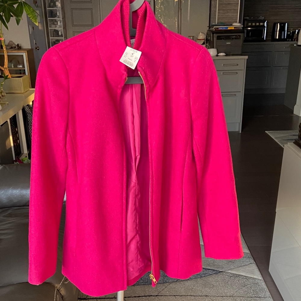 J. Crew Factory Vibrant Pink Short Wool Coat